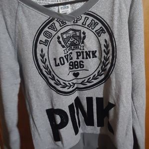 Fuzzy Grey PINK Sweater